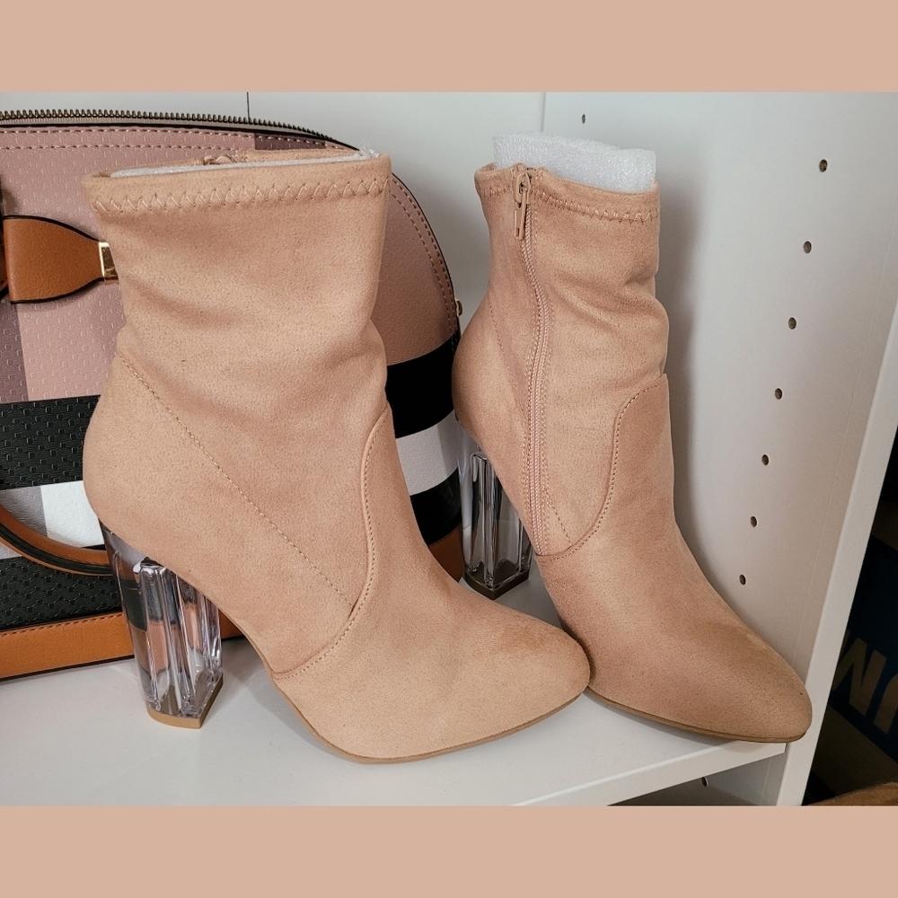 Bamboo Camel Tan Heeled Booties